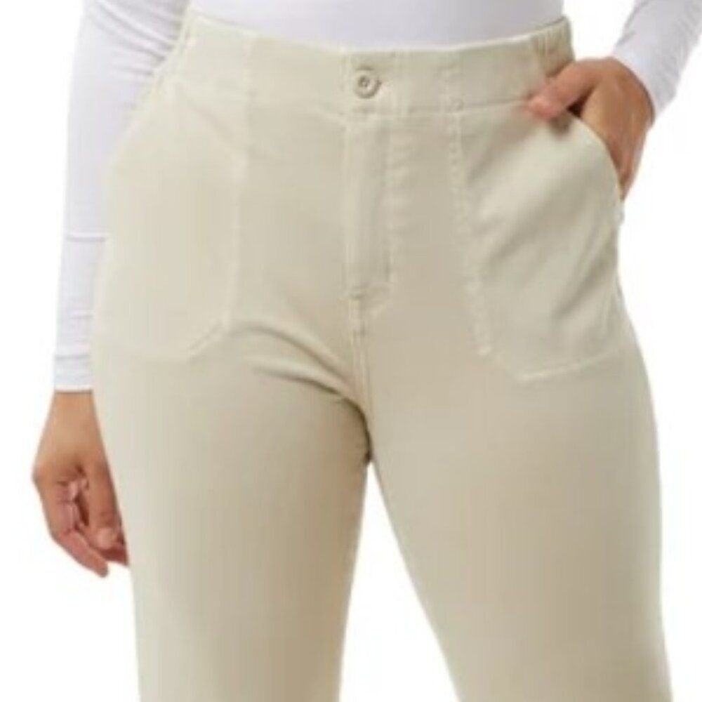32 DEGREES Ladies Knit Twill Ankle Pants Sz XL (16-18) Flat Front Tan Creme NWT